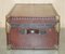 Antique Brown Leather Steamer Trunk Coffee Table with Removable Internal Shelf, Image 14