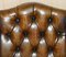 Butacas Chesterfield de cuero marrón, años 20. Juego de 2, Imagen 6