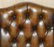 Chesterfield Ohrensessel aus braunem Leder, 1920er, 2er Set 6