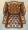 Brown Leather Chesterfield Wingback Armchairs, 1920s, Set of 2 16