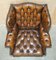 Chesterfield Ohrensessel aus braunem Leder, 1920er, 2er Set 16