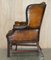 Brown Leather Chesterfield Wingback Armchairs, 1920s, Set of 2 20