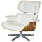 American Cherry Wood & White Leather Armchair by Charles & Ray Eame for Vitra 1