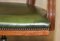 Vintage English Aged Green Leather Chesterfield Captains Chair 12