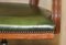 Vintage English Aged Green Leather Chesterfield Captains Chair, Image 12