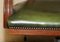 Vintage English Aged Green Leather Chesterfield Captains Chair 11