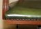 Vintage English Aged Green Leather Chesterfield Captains Chair, Image 11