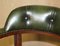 Vintage English Aged Green Leather Chesterfield Captains Chair 5