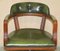 Englischer Vintage Chesterfield Captains Chair aus grünem Leder 3