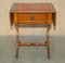 Vintage Oxblood Leather Extending Side Table with Gold Leaf Inlay 14