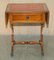 Vintage Oxblood Leather Extending Side Table with Gold Leaf Inlay, Image 3