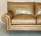 Full Scroll Arm Cushion Back Brown Leather Sofa 3