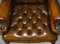 Braune Chesterfield Ohrensessel aus Leder von William Morris, 2er Set 11