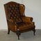 Brown Leather Chesterfield Wingback Armchairs by William Morris, Set of 2, Image 2