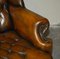 Brown Leather Chesterfield Wingback Armchairs by William Morris, Set of 2 7