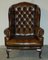 Brown Leather Chesterfield Wingback Armchairs by William Morris, Set of 2, Image 16