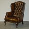 Brown Leather Chesterfield Wingback Armchairs by William Morris, Set of 2 15