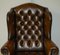 Brown Leather Chesterfield Wingback Armchairs by William Morris, Set of 2, Image 4