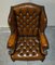 Brown Leather Chesterfield Wingback Armchairs by William Morris, Set of 2 10