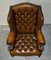 Brown Leather Chesterfield Wingback Armchairs by William Morris, Set of 2, Image 10