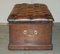 Chesterfield Brown Leather Linen Storage Trunk, 1890s, Image 18