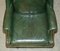 Vintage Heritage Green Leather Captains Wingback Swivel Directors Chair 16