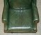 Vintage Heritage Green Leather Captains Wingback Swivel Directors Chair, Image 16