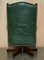 Vintage Heritage Green Leather Captains Wingback Swivel Directors Chair, Image 18