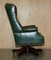 Vintage Heritage Green Leather Captains Wingback Swivel Directors Chair 17