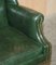 Vintage Heritage Green Leather Captains Wingback Swivel Directors Chair, Image 8