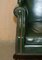 Vintage Heritage Green Leather Captains Wingback Swivel Directors Chair, Image 10