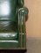 Vintage Heritage Green Leather Captains Wingback Swivel Directors Chair 11