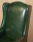 Vintage Heritage Green Leather Captains Wingback Swivel Directors Chair, Image 4