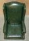 Vintage Heritage Green Leather Captains Wingback Swivel Directors Chair 15