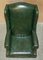 Vintage Heritage Green Leather Captains Wingback Swivel Directors Chair, Image 15