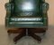Vintage Heritage Green Leather Captains Wingback Swivel Directors Chair 9