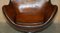 Sedia Egg vintage in pelle marrone whisky nello stile di Fritz Hansen, Immagine 7