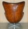 Vintage Egg Chair Whiskey Brown Leder im Stil von Fritz Hansen 15
