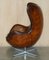 Vintage Egg Chair Whiskey Brown Leder im Stil von Fritz Hansen 16