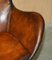 Chaise Egg Chair Vintage en Cuir Marron Whisky dans le style de Fritz Hansen 9