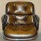 Vintage Brown Leather Office Chairs attributed to Charles for Pollock 4