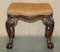 Brown Leather Claw & Ball Chesterfield Stool, 1920s 15