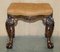Brown Leather Claw & Ball Chesterfield Stool, 1920s, Image 15