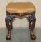Brown Leather Claw & Ball Chesterfield Stool, 1920s 14
