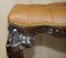 Brown Leather Claw & Ball Chesterfield Stool, 1920s 5