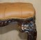 Brown Leather Claw & Ball Chesterfield Stool, 1920s 11