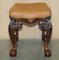 Brown Leather Claw & Ball Chesterfield Stool, 1920s 16