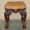 Brown Leather Claw & Ball Chesterfield Stool, 1920s, Image 16