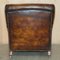 Bridgewater Brown Leather Armchairs & Footstool from Howard & Sons, 1880s, Set of 3 13