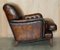 Bridgewater Brown Leather Armchairs & Footstool from Howard & Sons, 1880s, Set of 3 12